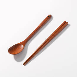 Bộ Muỗng Đũa Múc/Gắp Thức Ăn Bằng Gỗ Rose Wood - 24x4.3cm - F00091